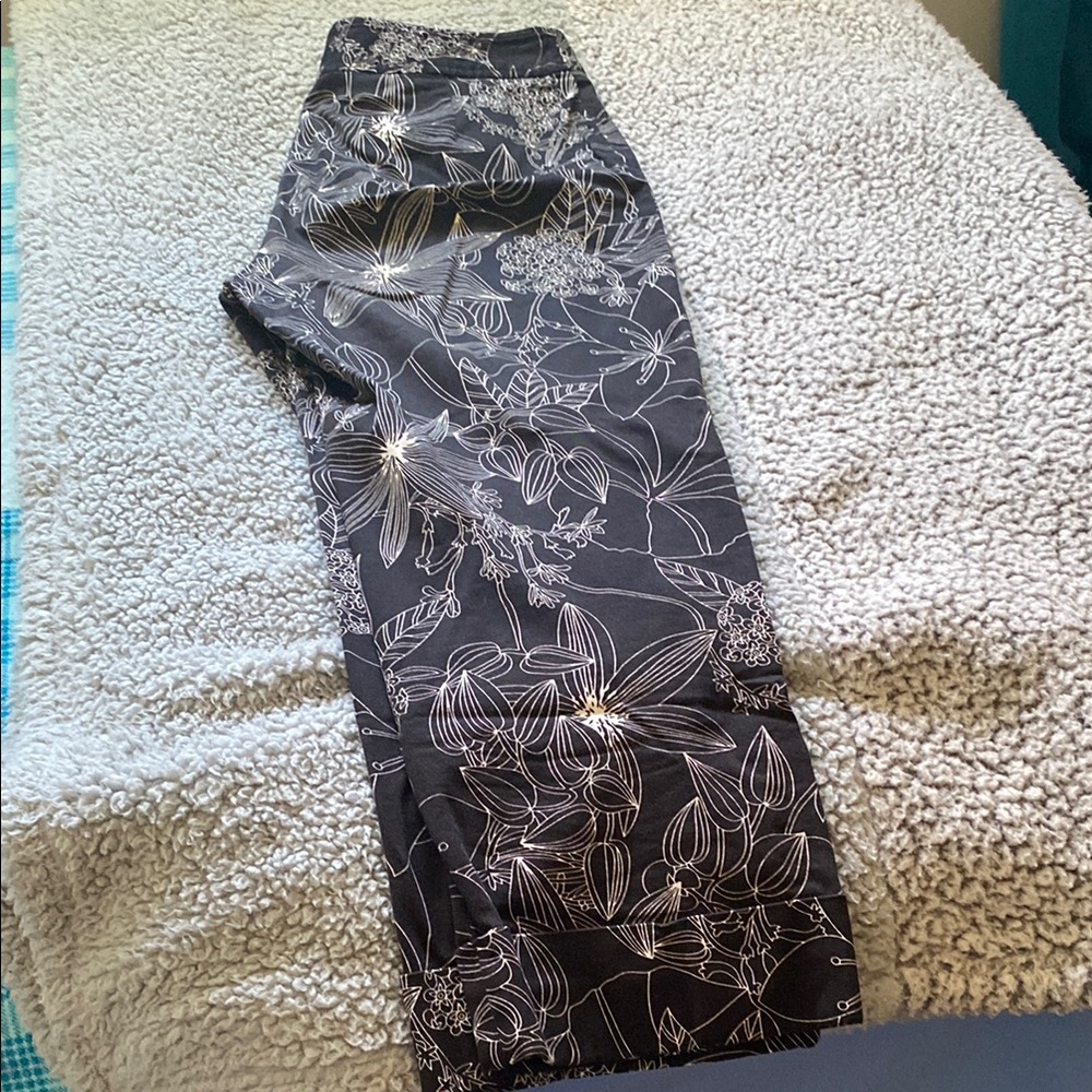 Black Floral Pants
